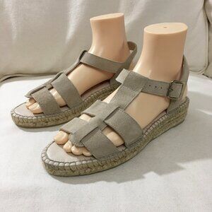 Gaimo Espadrille Strappy Wedge Leather Sandal Cream NWOT